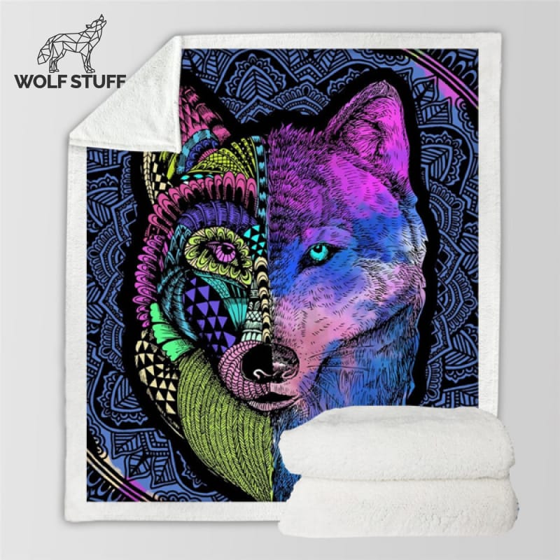 Psychedelic Wolf Blanket