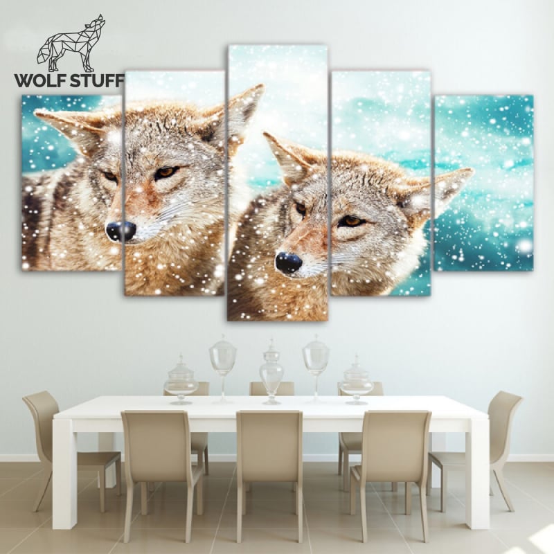 Red wolf painting