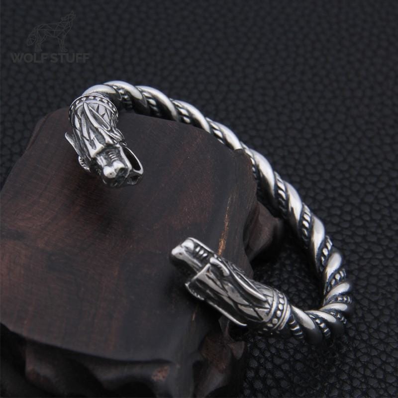 Silver Viking Wolf Bracelet