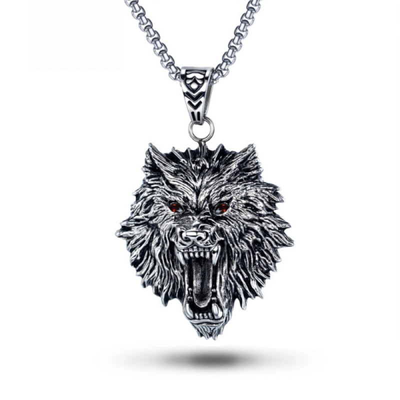 Silver Wolf Head Pendant