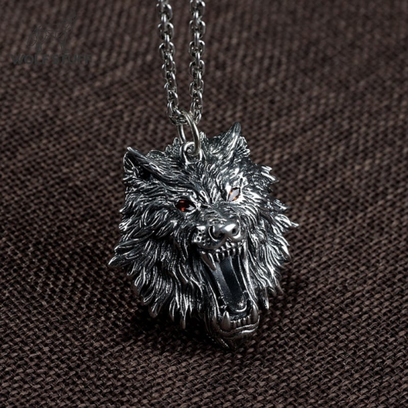 Silver Wolf Head Pendant