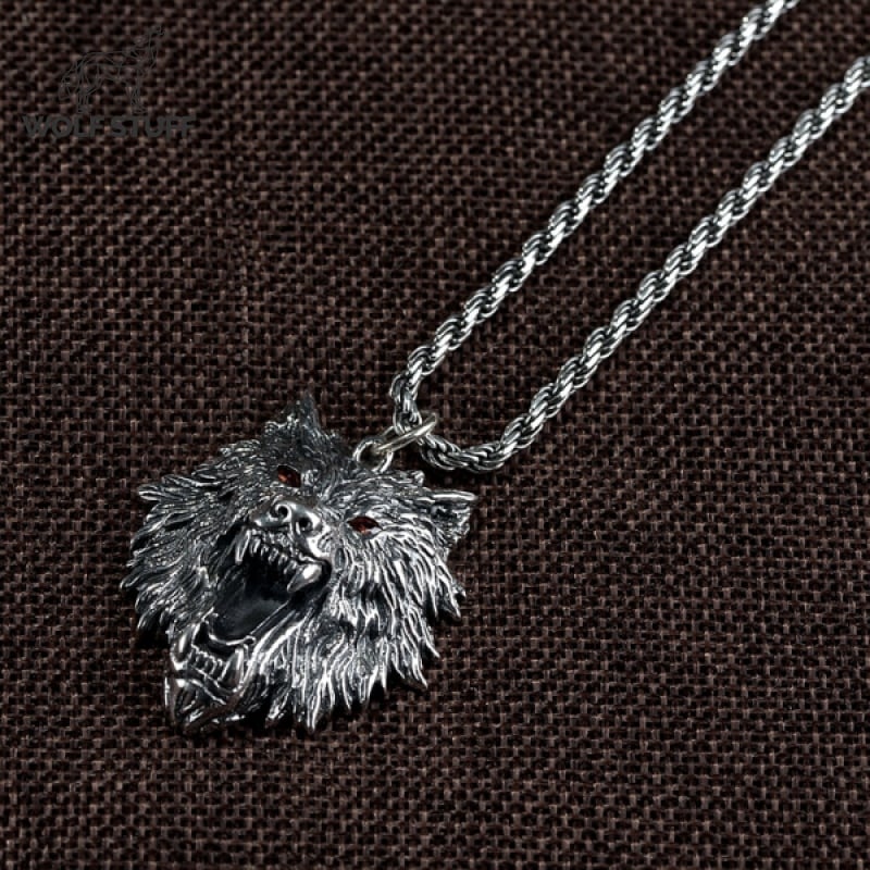 Silver Wolf Head Pendant