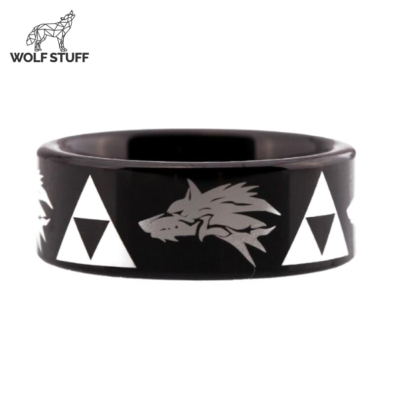 Silver Wolf Head Ring