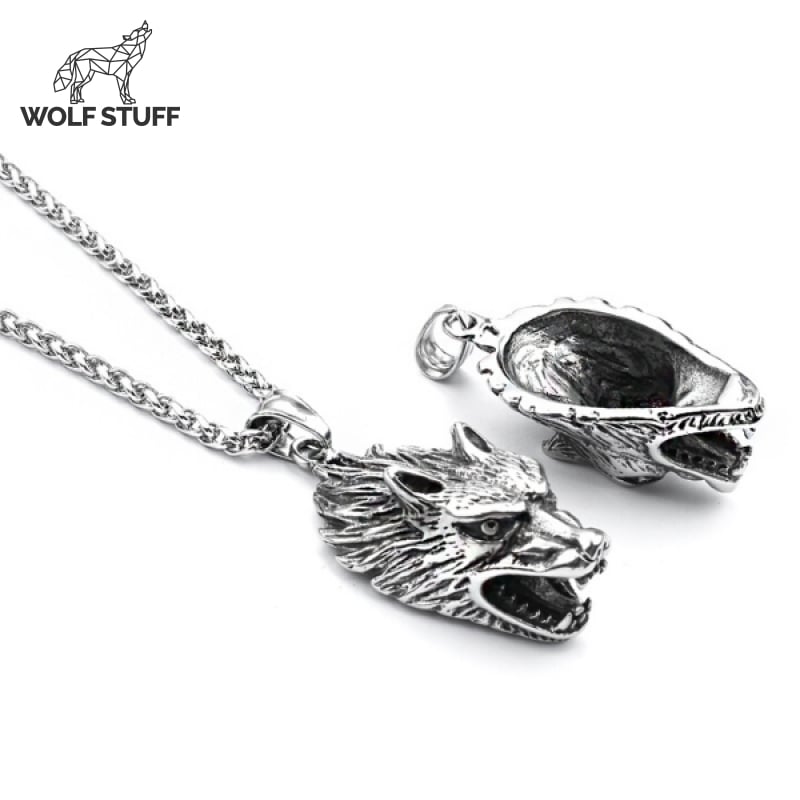 Silver Wolf Pendant Necklace