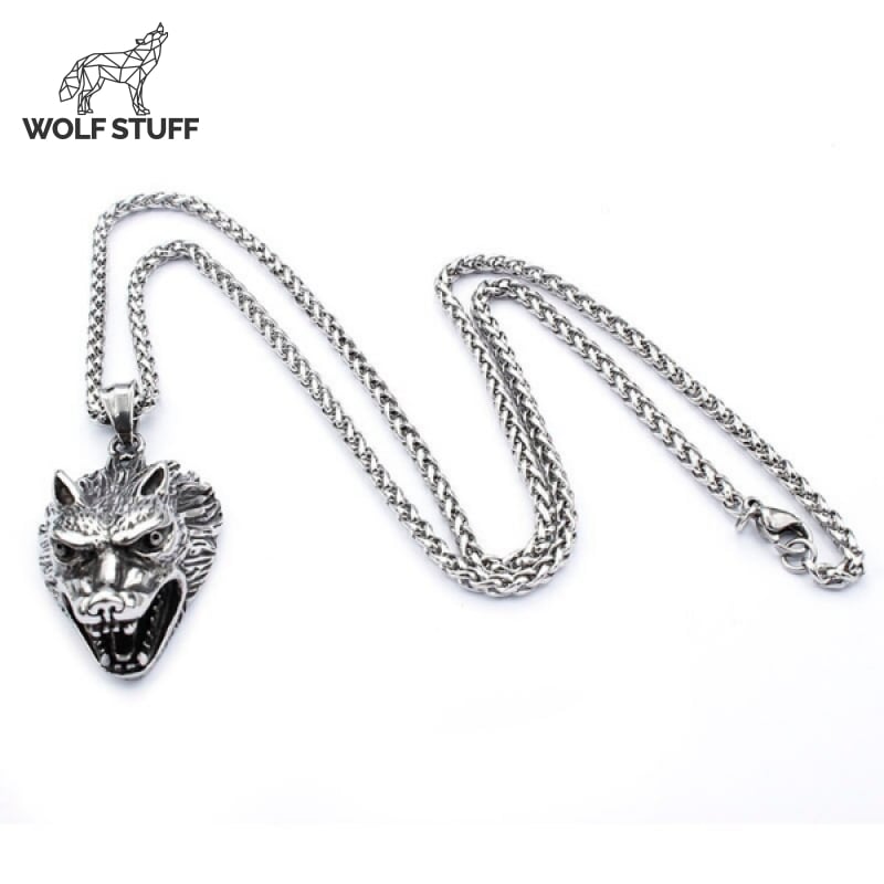 Silver Wolf Pendant Necklace