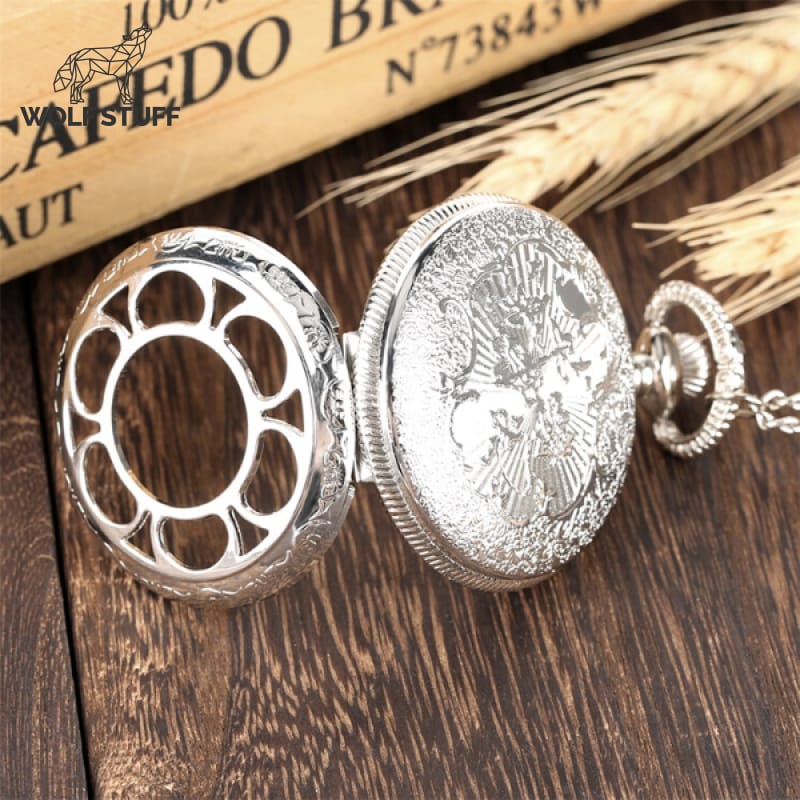 Silver Wolf Pocket Watch