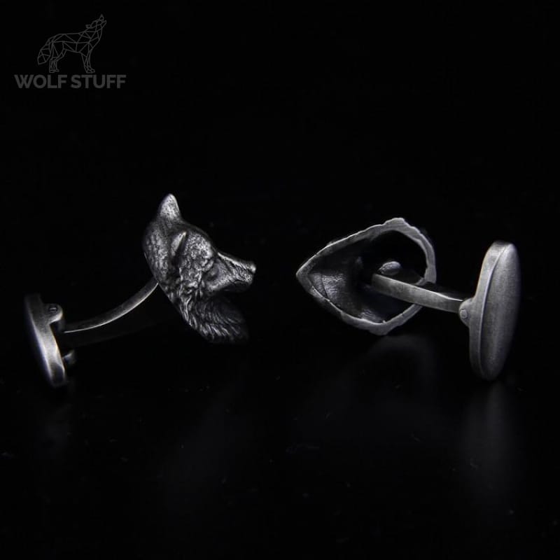 Sterling silver wolf cufflinks