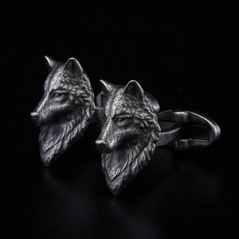 Sterling silver wolf cufflinks