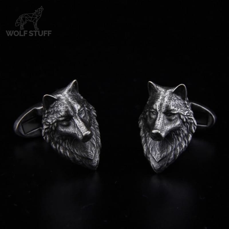 Sterling silver wolf cufflinks