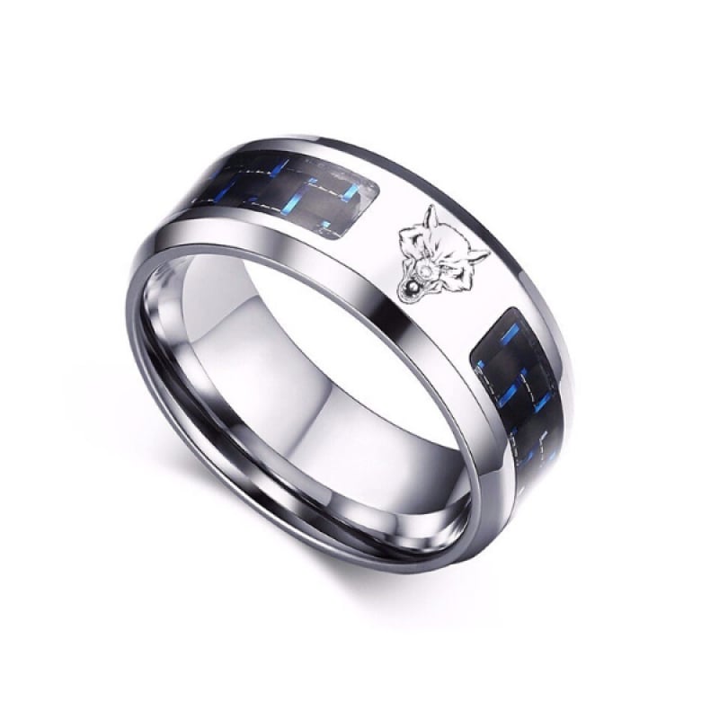 Titanium Ring with Blue Carbon Fiber Inlay