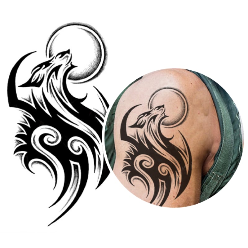 Tribal Wolf Temporary Tattoo