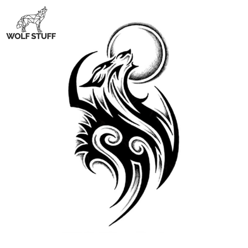 Tribal Wolf Temporary Tattoo