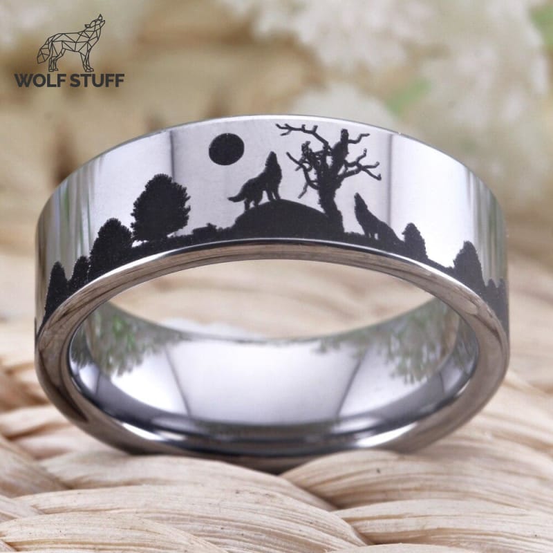 Tungsten Wolf Ring