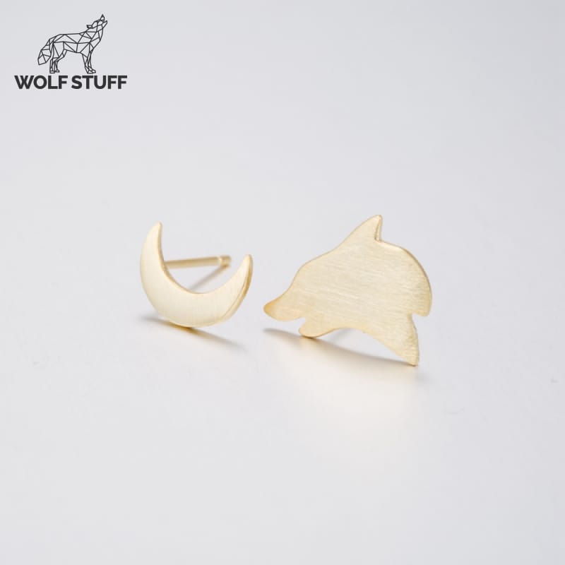 Wolf and Moon Earrings