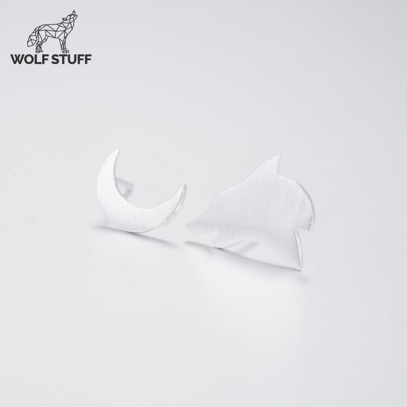 Wolf and Moon Earrings
