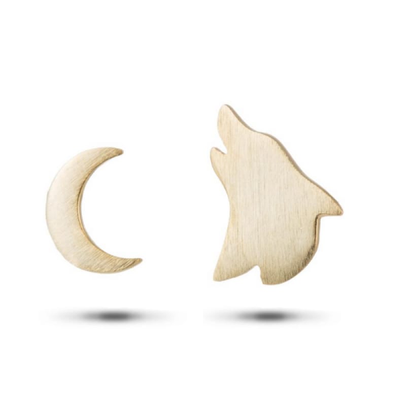 Wolf and Moon Earrings