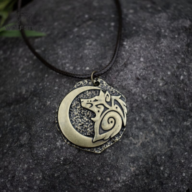 Wolf and Moon Necklace