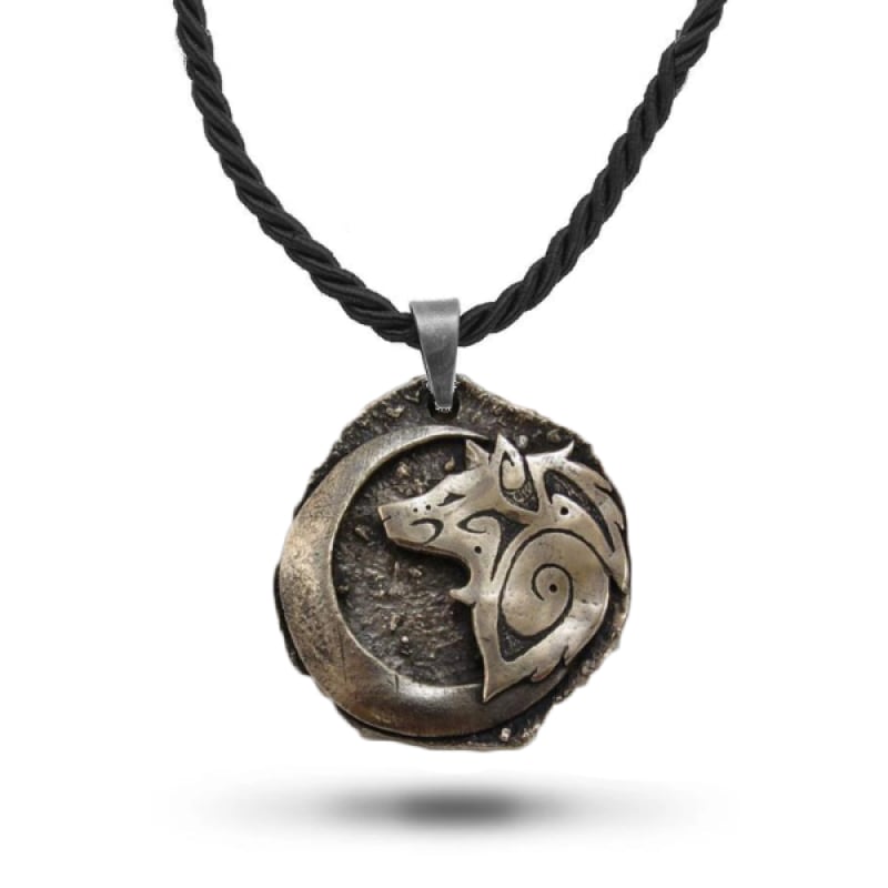 Wolf and Moon Necklace