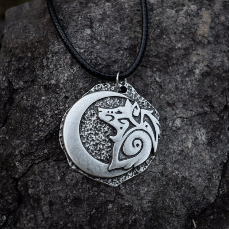 Wolf and Moon Necklace