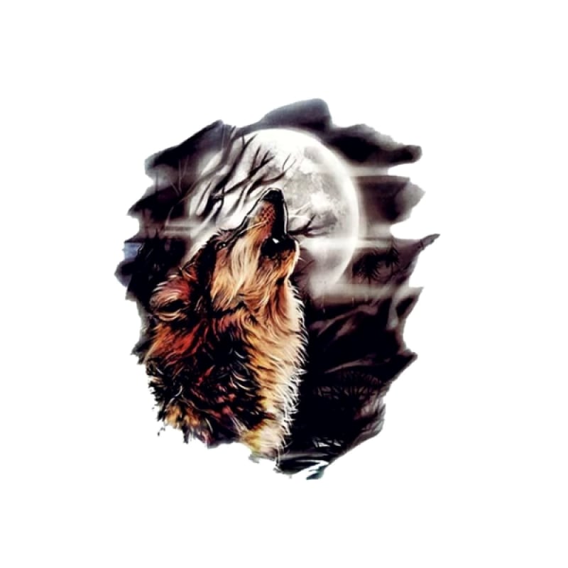 Wolf and moon tattoo