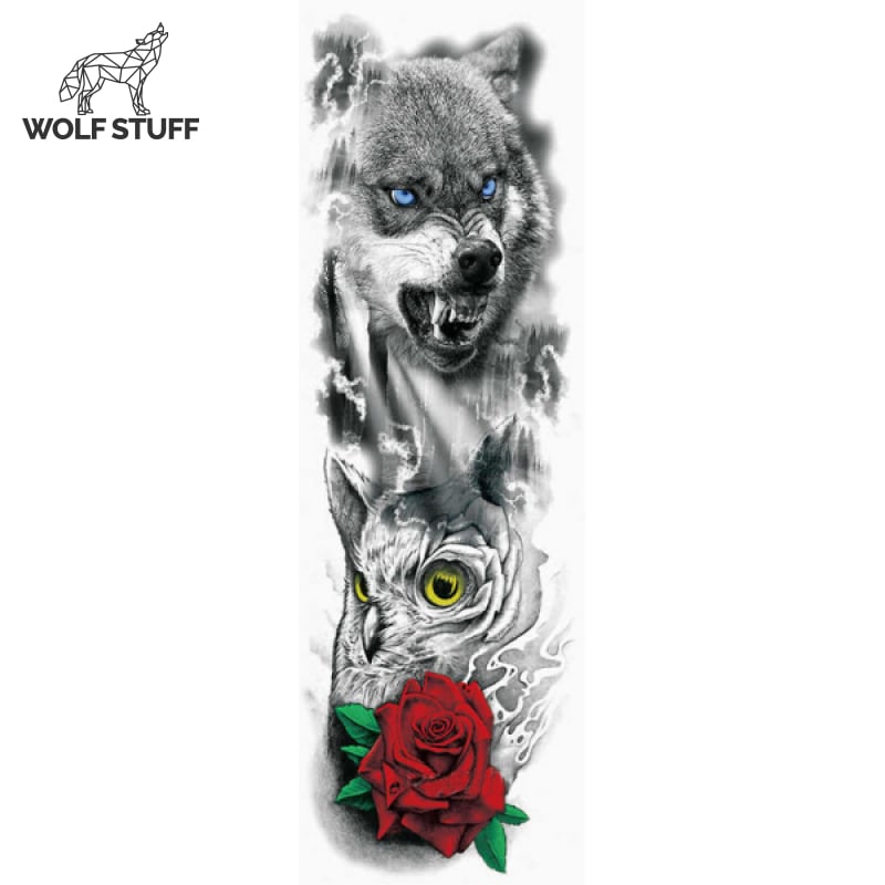 Wolf and owl tattoo