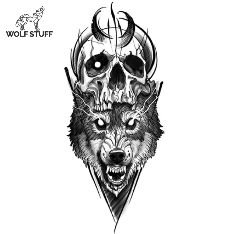 Wolf and Skull Tattoo