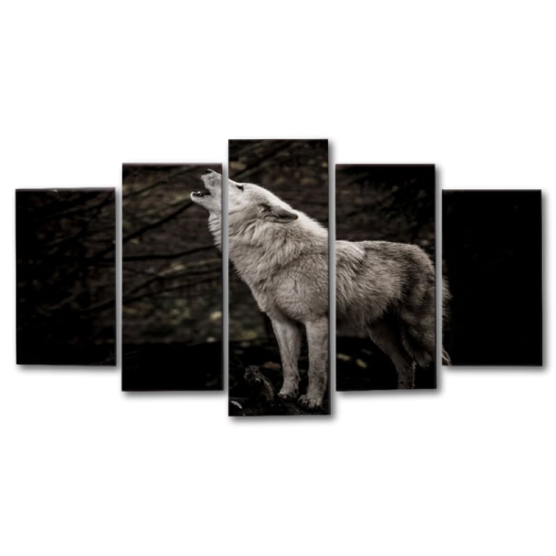 Wolf at night painting