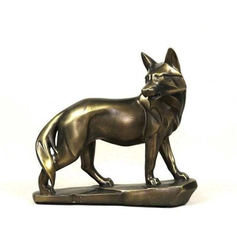 Wolf bronze statue