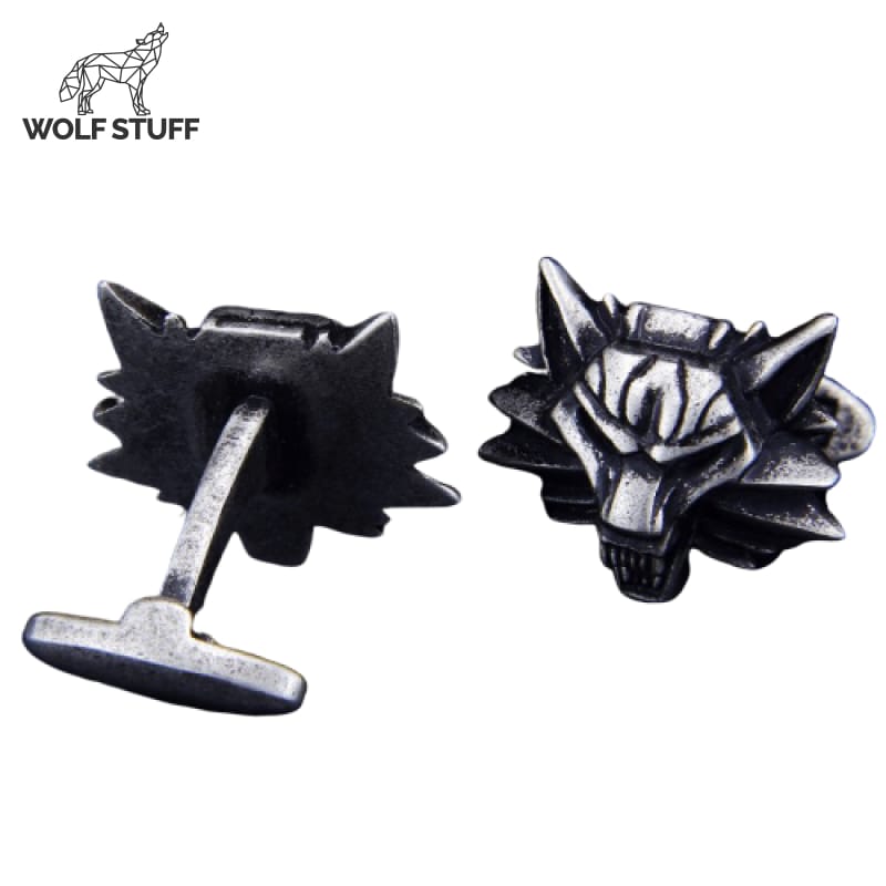 Wolf cufflinks silver