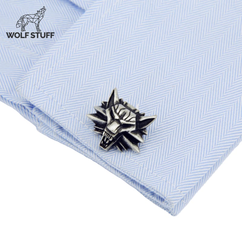 Wolf cufflinks silver
