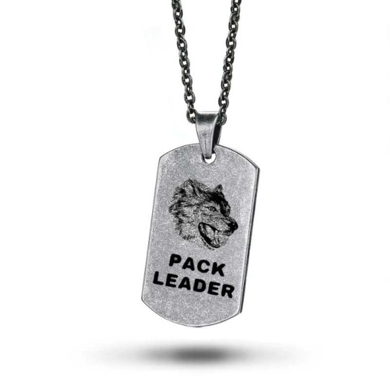 Wolf Dog Tag Necklace