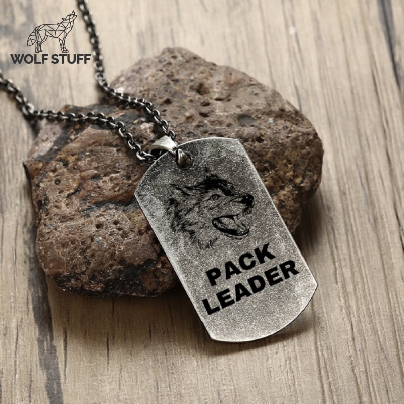 Wolf Dog Tag Necklace