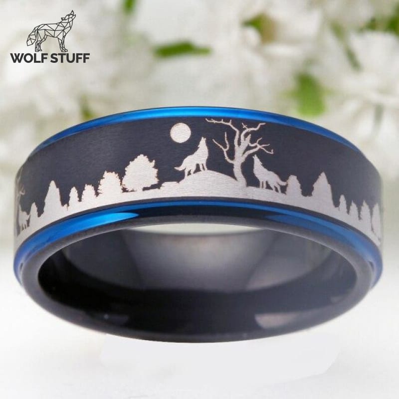 Wolf Engraved Ring
