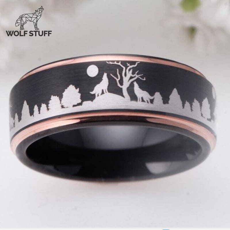 Wolf Engraved Ring