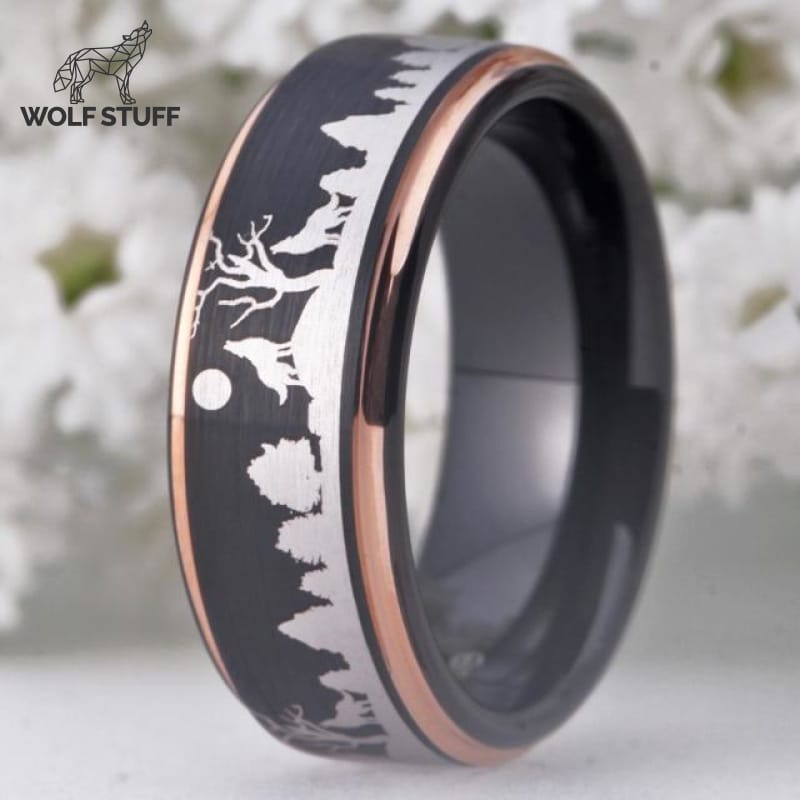 Wolf Engraved Ring