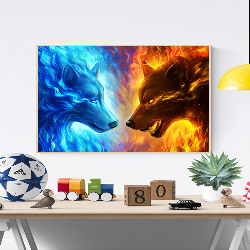 wolf fire and ice wallpaper