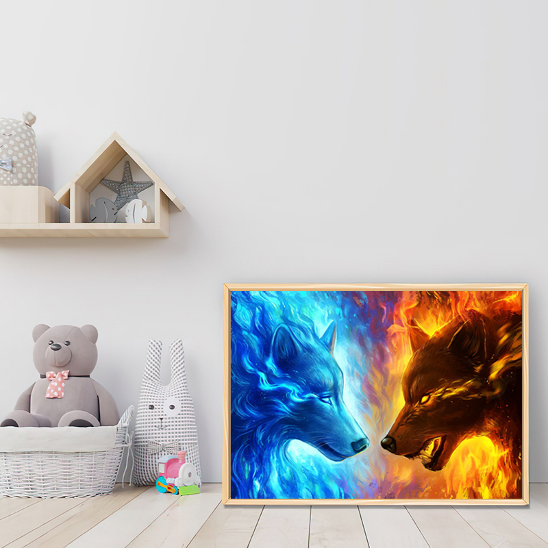 wolf fire and ice wallpaper