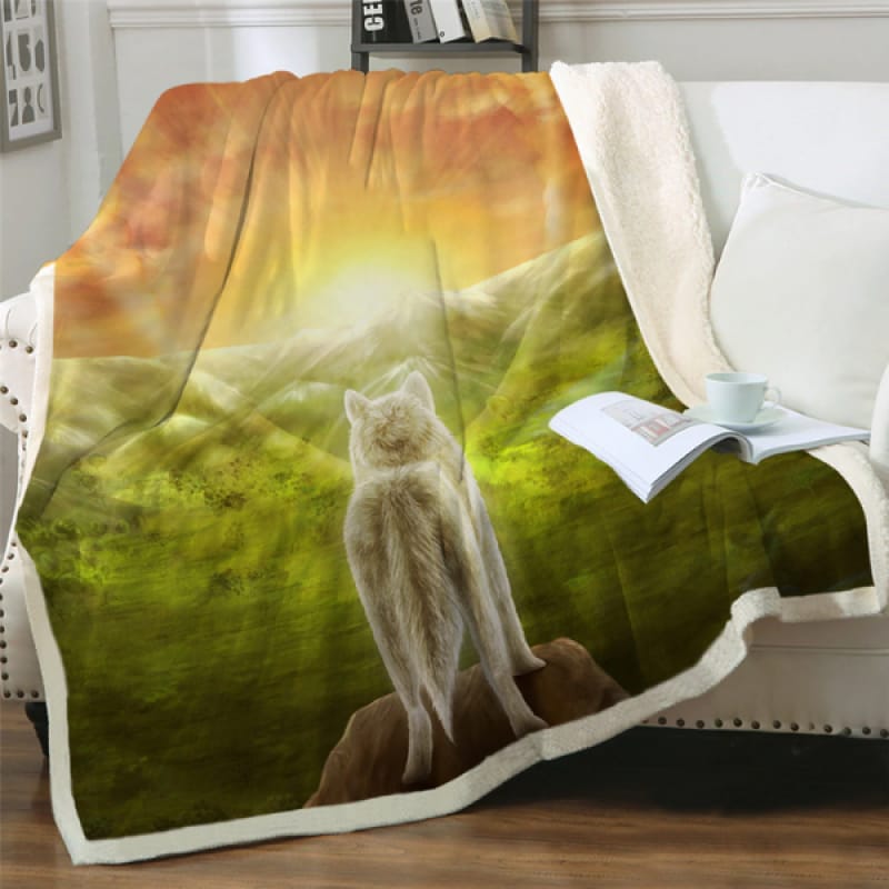 Wolf Fleece Throw Blanket
