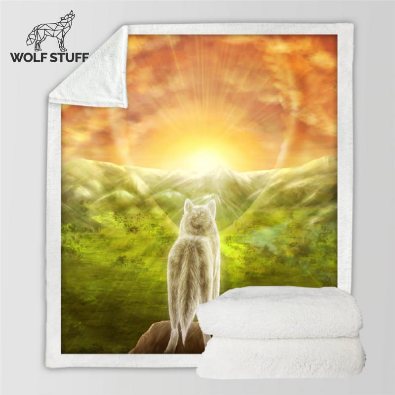 Wolf Fleece Throw Blanket