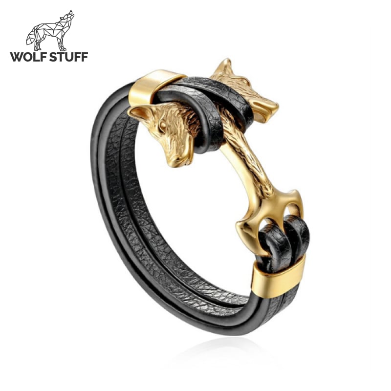 Wolf Head Leather Bracelet