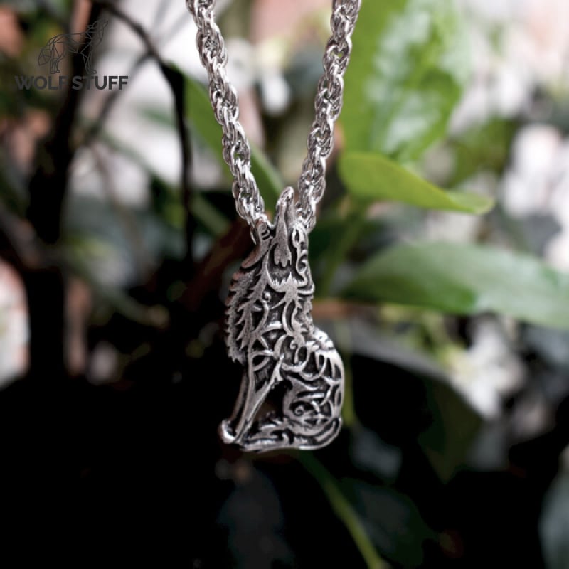 Wolf Howling at the Moon Necklace