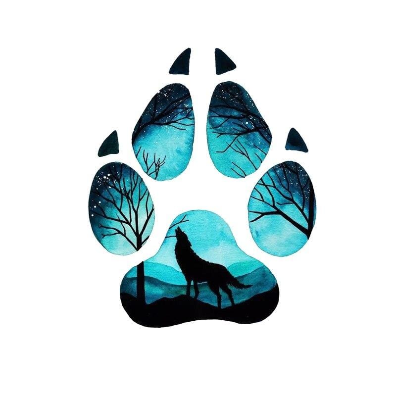 Wolf paw decal