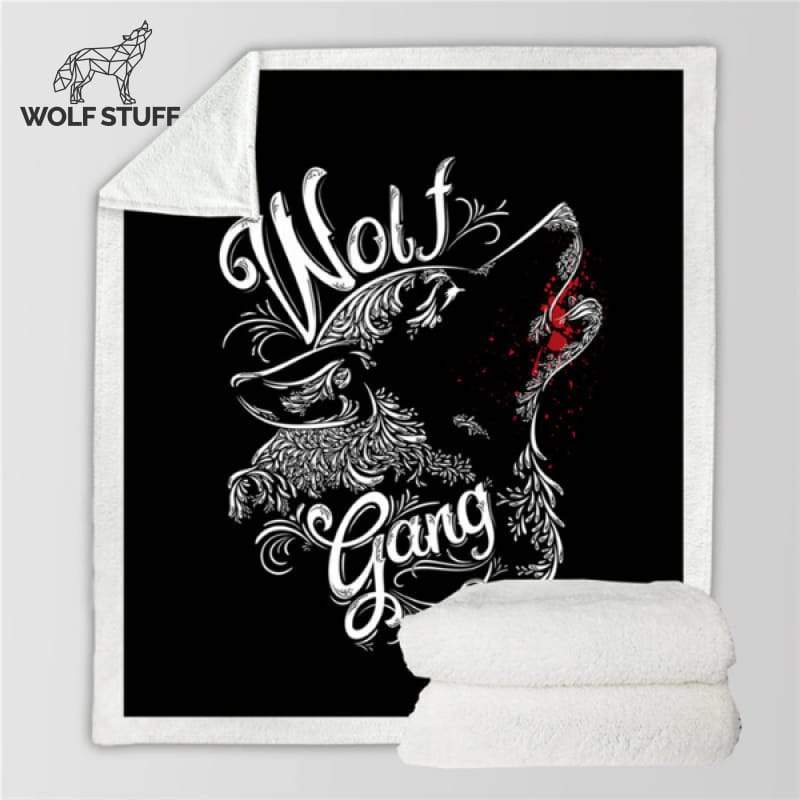Wolf print fleece blanket