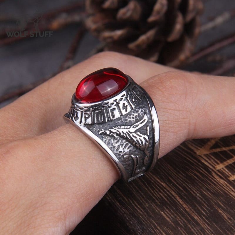 Wolf ruby ring