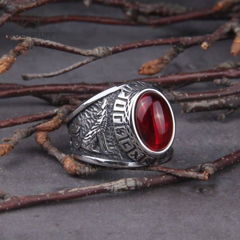 Wolf ruby ring