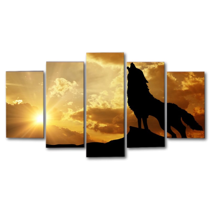 Wolf silhouette painting