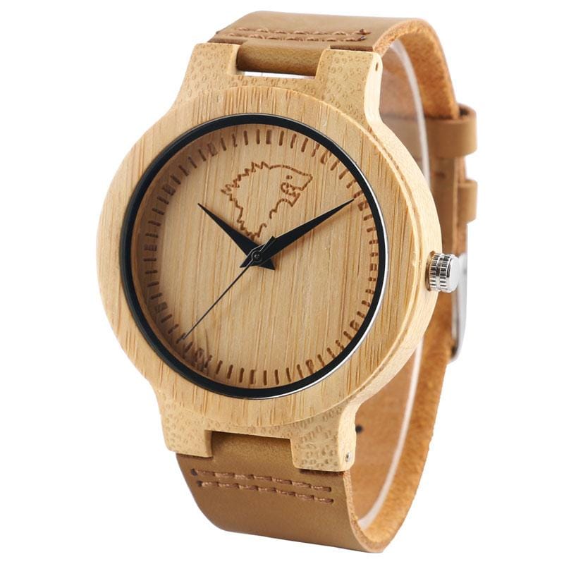 Wooden wolf school watch