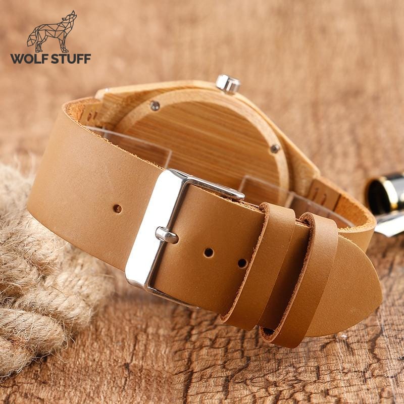 Wooden wolf school watch