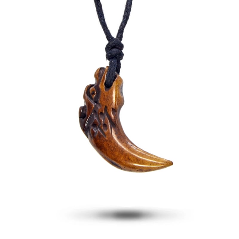 Wooden Wolf Totem Necklace
