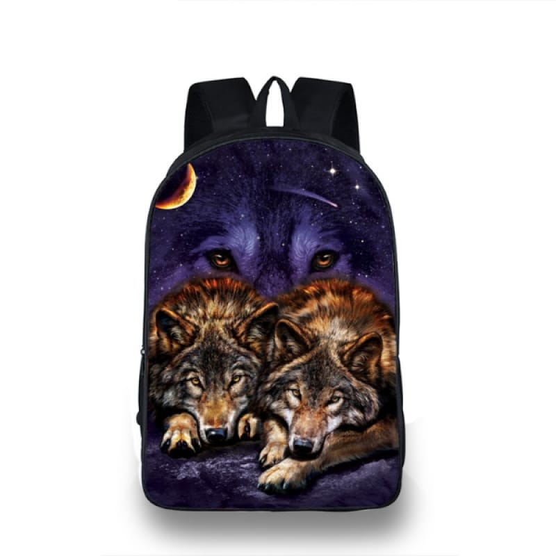 Backpack with Wolf Design